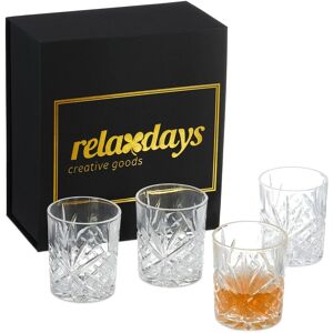 Relaxdays Whisky Glasses in Set of 4, Gift Box, Abstract Pattern, Bar Accessories Rum, HxD: 10x8 cm, Transparent Relaxdays Whisky Glasses in Set of 4, Gift Box, Abstract Pattern, Bar Accessories Rum, HxD: 10x8 cm, Transparent