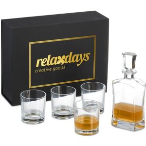 Whisky Set, 5-Piece, Whisky Carafe 700 ml, 4 Glasses 345 ml, Gift Box, Cognac Decanter, Transparent - Relaxdays Whisky Set, 5-Piece, Whisky Carafe 700 ml, 4 Glasses 345 ml, Gift Box, Cognac Decanter, Transparent - Relaxdays