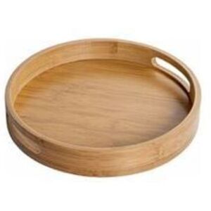 SNQ Round wooden serving tray with handles, round decorative tray, made of natural bamboo, used for snacks, fruit, coffee (40x40x5cm) SNQ Round wooden serving tray with handles, round decorative tray, made of natural bamboo, used for snacks, fruit, coffee (40x40x5cm)
