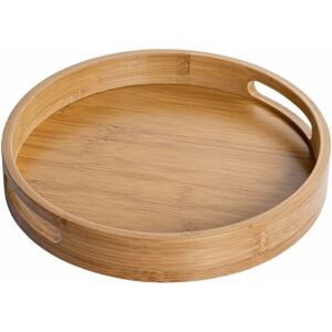 Linghhang - Round Wooden Serving Tray with Handles(Brown),25x25x4cm,Round Decorative Tray,Natural Bamboo,Decorative Tray for Cafe,Bar,Restaurant Linghhang - Round Wooden Serving Tray with Handles(Brown),25x25x4cm,Round Decorative Tray,Natural Bamboo,Decorative Tray for Cafe,Bar,Restaurant