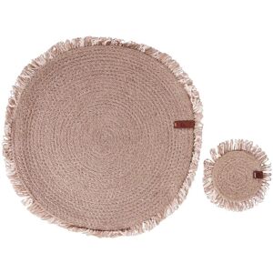 Beliani - Round Jute Placemats and Coasters Set - Boho Style Beliani - Round Jute Placemats and Coasters Set - Boho Style