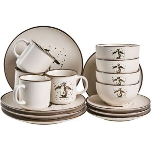 BELIANI Set of 16 Dinnerware CINNAMON Stoneware Off-White BELIANI Set of 16 Dinnerware CINNAMON Stoneware Off-White