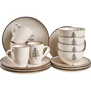 BELIANI Set of 16 Dinnerware CLOVES Stoneware Off-White BELIANI Set of 16 Dinnerware CLOVES Stoneware Off-White