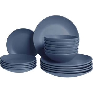 BELIANI Set of 18 Pieces Blue Stoneware Handmade Color Glaze Finish Service for 6 People Kitchen Dining Room VIVANI BELIANI Set of 18 Pieces Blue Stoneware Handmade Color Glaze Finish Service for 6 People Kitchen Dining Room VIVANI