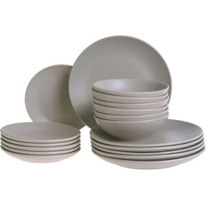 BELIANI Set of 18 Pieces Grey Stoneware Handmade Color Glaze Finish Service for 6 People Kitchen Dining Room VIVANI BELIANI Set of 18 Pieces Grey Stoneware Handmade Color Glaze Finish Service for 6 People Kitchen Dining Room VIVANI