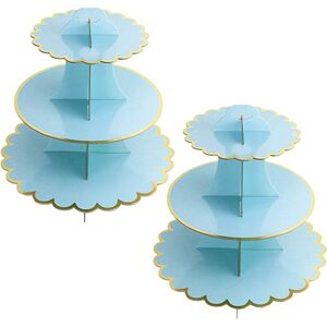 Longziming - Set of 2 3 Tier Cardboard Cupcake Stands, Cardboard Cake Stand Decoration for Baby Showers, Weddings, Birthdays (Blue) Longziming - Set of 2 3 Tier Cardboard Cupcake Stands, Cardboard Cake Stand Decoration for Baby Showers, Weddings, Birthdays (Blue)