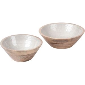 Beliani - Set of 2 Fruit Bowls Mango Wood Handmade Modern Brown and White Arish Beliani - Set of 2 Fruit Bowls Mango Wood Handmade Modern Brown and White Arish
