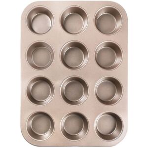 TORMATOR Set of 2 large non-stick muffin tins for cupcakes, brownies, cakes, puddings, 35.5 x 26.5 x 2.7 cm, gold TORMATOR Set of 2 large non-stick muffin tins for cupcakes, brownies, cakes, puddings, 35.5 x 26.5 x 2.7 cm, gold