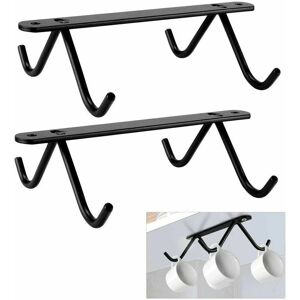 Orchidée - Set of 2 Metal Cup Holders for Hanging Under Cupboard, Storage Shelf with 8 Hanging Hooks for Mugs, Coffee Cups, Beer Glasses, Kitchen Orchidée - Set of 2 Metal Cup Holders for Hanging Under Cupboard, Storage Shelf with 8 Hanging Hooks for Mugs, Coffee Cups, Beer Glasses, Kitchen