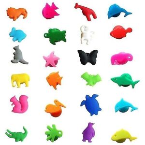 TEHTUY Set of 24 silicone wine glass markers with land and sea animals and charms for drink glasses, identification labels, cup labels, signs for accessories TEHTUY Set of 24 silicone wine glass markers with land and sea animals and charms for drink glasses, identification labels, cup labels, signs for accessories
