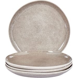 Beliani - Set of 4 Big Dinner Plates Dessert Stoneware Kaolin Handmade Reactive Glaze Finish Grey Costmary Beliani - Set of 4 Big Dinner Plates Dessert Stoneware Kaolin Handmade Reactive Glaze Finish Grey Costmary