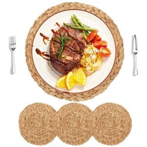 SNQ Set of 4 round 30cm placemats in natural water hyacinth, handwoven, high quality, for dining table, kitchen and restaurant. SNQ Set of 4 round 30cm placemats in natural water hyacinth, handwoven, high quality, for dining table, kitchen and restaurant.