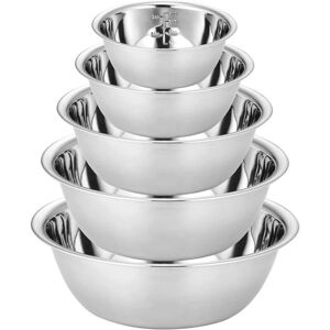 TORMATOR Set of 5 stainless steel mixing bowls, stainless steel salad bowls, in 5 sizes, stackable stainless steel bowls for mixing and serving: 0.6L, 0.9L, TORMATOR Set of 5 stainless steel mixing bowls, stainless steel salad bowls, in 5 sizes, stackable stainless steel bowls for mixing and serving: 0.6L, 0.9L,