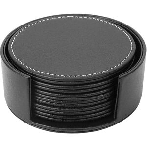 TLILY Set of 6 Leather Drink Coasters Round Cup Mat Pad for Use Black TLILY Set of 6 Leather Drink Coasters Round Cup Mat Pad for Use Black