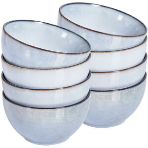 Beliani Light Blue Juniper Ceramic Set of 8 Bowls Beliani Light Blue Juniper Ceramic Set of 8 Bowls
