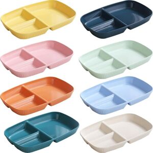 SNQ Set of 8 flat plates divided into 3 compartments, unbreakable diet plates for portion control, healthy ABS plates for adults, reusable dessert plates SNQ Set of 8 flat plates divided into 3 compartments, unbreakable diet plates for portion control, healthy ABS plates for adults, reusable dessert plates