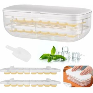 HÉLOISE Silicone Ice Cube Tray with Lid, Ice Cube Box Silicone Ice Cube Tray with Plastic Double Layer Ice Tray with Ice Scoop for Cocktail Whiskey Beer Cola HÉLOISE Silicone Ice Cube Tray with Lid, Ice Cube Box Silicone Ice Cube Tray with Plastic Double Layer Ice Tray with Ice Scoop for Cocktail Whiskey Beer Cola