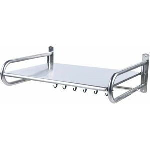 DEBUNS Stainless Steel Wall-Mounted Microwave Rack Kitchen Shelf Organizer with 6 Hooks for Microwave Oven, Cutlery and Other Items DEBUNS Stainless Steel Wall-Mounted Microwave Rack Kitchen Shelf Organizer with 6 Hooks for Microwave Oven, Cutlery and Other Items