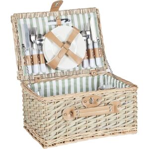 Beliani - Wicker Picnic Hamper 4 Person Basket Cool Bag Wine Glasses Cutlery Natural Clementine Beliani - Wicker Picnic Hamper 4 Person Basket Cool Bag Wine Glasses Cutlery Natural Clementine