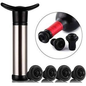 TINOR Wine Pump Stainless Steel Vacuum PumpUsed for wine preservation, the wine pump is used to remove air and vacuum wine preservation, with 4 stoppers TINOR Wine Pump Stainless Steel Vacuum PumpUsed for wine preservation, the wine pump is used to remove air and vacuum wine preservation, with 4 stoppers