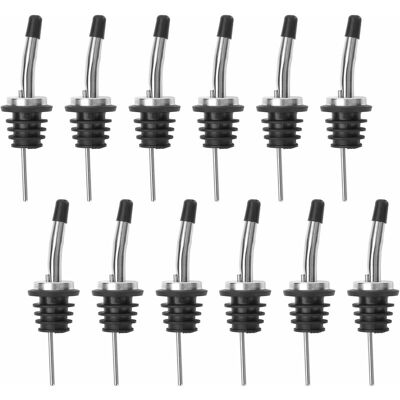 COAVAS 12 Pack Classic Stainless Steel Bottle Pourers, Tapered Spout - Liquor Pourers with Rubber Dust Caps COAVAS 12 Pack Classic Stainless Steel Bottle Pourers, Tapered Spout - Liquor Pourers with Rubber Dust Caps