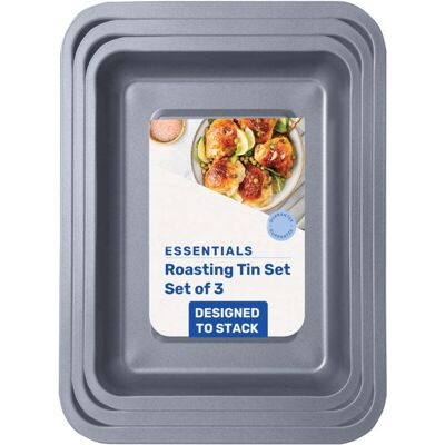 STORM TRADING GROUP 1 x 3 Piece (35cm, 31cm & 28cm) Stackable Roasting Tray Set (Set Of 3) STORM TRADING GROUP 1 x 3 Piece (35cm, 31cm & 28cm) Stackable Roasting Tray Set (Set Of 3)