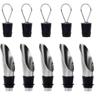 TEHTUY 5-Pack 2-in-1 Stainless Steel Bottles with Spout and Aerating Can with Stopper - Gift Set Bottle and Wine Rack TEHTUY 5-Pack 2-in-1 Stainless Steel Bottles with Spout and Aerating Can with Stopper - Gift Set Bottle and Wine Rack