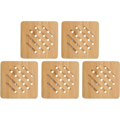 GROOFOO 5 Pcs Bamboo Hot Pad Table Mat Bamboo Trivet Pot Mat Heat Resistance for Hot Dishes Pot Bowl Teapot Quadrate 15CM GROOFOO 5 Pcs Bamboo Hot Pad Table Mat Bamboo Trivet Pot Mat Heat Resistance for Hot Dishes Pot Bowl Teapot Quadrate 15CM