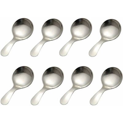 NEIGE 8PCS Silver Spoon Short Handle Stainless Steel Mini Salt Spoon NEIGE 8PCS Silver Spoon Short Handle Stainless Steel Mini Salt Spoon