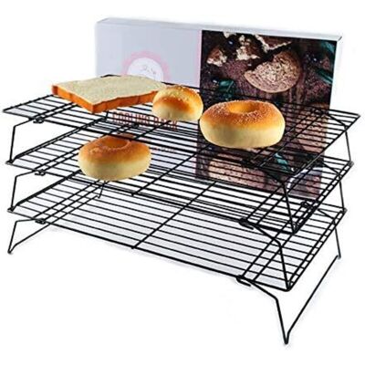 HÉLOISE Cake Cooling Rack, Rectangular Cooling Rack, Stainless Steel Cooling Rack, 3 Tier Cooling Rack, for Cookies, Cooling Desserts (b) HÉLOISE Cake Cooling Rack, Rectangular Cooling Rack, Stainless Steel Cooling Rack, 3 Tier Cooling Rack, for Cookies, Cooling Desserts (b)