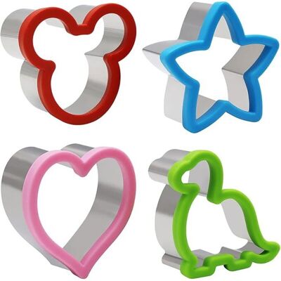 CCYKXA Cookie Cutters 4 Pieces Stainless Steel Sandwich Cutters Mickey Mouse Dinosaur Star Heart for Bread Cake Fruit Biscuits Sandwich CCYKXA Cookie Cutters 4 Pieces Stainless Steel Sandwich Cutters Mickey Mouse Dinosaur Star Heart for Bread Cake Fruit Biscuits Sandwich