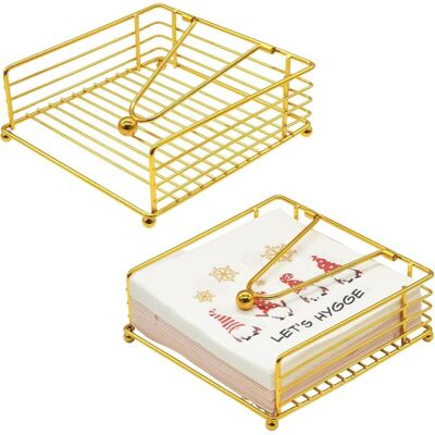 CCYKXA Set of 2 metal napkin holders with weighted bar - Tissue dispenser for kitchen, home, restaurants, cafes, weddings, bars (gold) CCYKXA Set of 2 metal napkin holders with weighted bar - Tissue dispenser for kitchen, home, restaurants, cafes, weddings, bars (gold)