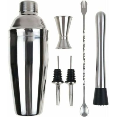 MCBOSON Cocktail shaker set, 6-piece professional stainless steel cocktail bar set including a 750 ml cocktail shaker, a muddler, a mixing spoon, a double MCBOSON Cocktail shaker set, 6-piece professional stainless steel cocktail bar set including a 750 ml cocktail shaker, a muddler, a mixing spoon, a double