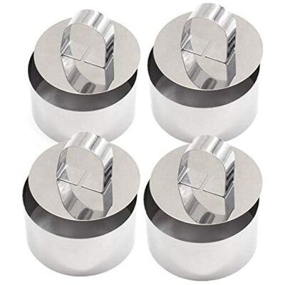 8x8x3.8cm 4 Presentation Circles, Round Cookie Cutters with Pusher - Stainless Steel, diy Cake Mold Cake Mold Food Baking Presentation Rings - Csparkv 8x8x3.8cm 4 Presentation Circles, Round Cookie Cutters with Pusher - Stainless Steel, diy Cake Mold Cake Mold Food Baking Presentation Rings - Csparkv