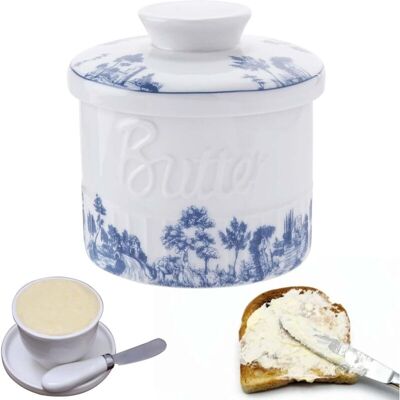YS-YALOTRS French ceramic butter dish, round, butter dome, porcelain butter container, vintage, with lid to keep butter fresh, soft, and ready to eat YS-YALOTRS French ceramic butter dish, round, butter dome, porcelain butter container, vintage, with lid to keep butter fresh, soft, and ready to eat