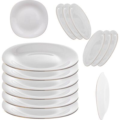 KADAX Dessert Plate 21cm White with Gold Rim 6-piece set KADAX Dessert Plate 21cm White with Gold Rim 6-piece set