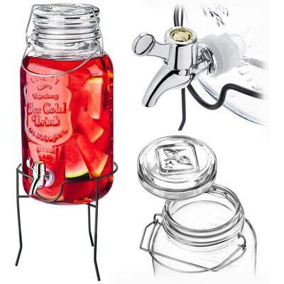 KADAX Glass Beverage Dispenser, 4L, Water Dispenser with Tap and Lid, Juice Dispenser, Soda Dispenser, Glass Carafe, Tap Bottle, Cold Drink Dispenser KADAX Glass Beverage Dispenser, 4L, Water Dispenser with Tap and Lid, Juice Dispenser, Soda Dispenser, Glass Carafe, Tap Bottle, Cold Drink Dispenser