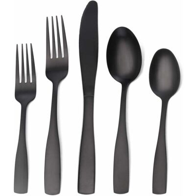 Lune - Matte black silverware set, 6 piece satin stainless steel cutlery set Lune - Matte black silverware set, 6 piece satin stainless steel cutlery set