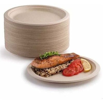 TORMATOR Pack of 100 super rigid cardboard plates, 100% biodegradable and compostable, environmentally friendly, very resistant, recyclable, perfect for TORMATOR Pack of 100 super rigid cardboard plates, 100% biodegradable and compostable, environmentally friendly, very resistant, recyclable, perfect for