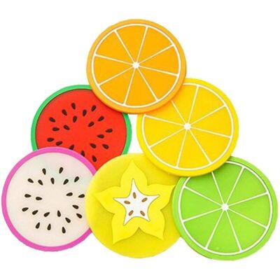 Csparkv - Pcs Creative Silicone Coasters - Round Fruit Pattern Cup Mat for Drinks, Coffee, Tea, Glass, Kitchen, Living Room and Bar, Restaurant Csparkv - Pcs Creative Silicone Coasters - Round Fruit Pattern Cup Mat for Drinks, Coffee, Tea, Glass, Kitchen, Living Room and Bar, Restaurant