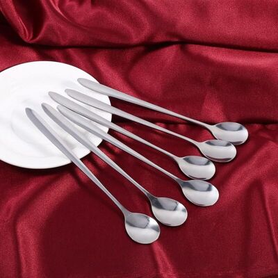 OEM 6-piece Stainless Steel Spoon Set, 18cm Long Spoons, Elegant And High-quality Tea Spoons For Latte, Ice Cream, Tea, Coffee, Soup, Ice Cream, Sundae, For Home, Kitchen, And Dinner OEM 6-piece Stainless Steel Spoon Set, 18cm Long Spoons, Elegant And High-quality Tea Spoons For Latte, Ice Cream, Tea, Coffee, Soup, Ice Cream, Sundae, For Home, Kitchen, And Dinner