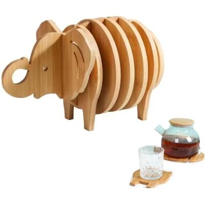 OEM Set Of 8 Bamboo Kitchen Trivets, Heat-resistant, 3d Elephant Design, For Hot Dishes, Teapots, Hot Plates, Home Decor OEM Set Of 8 Bamboo Kitchen Trivets, Heat-resistant, 3d Elephant Design, For Hot Dishes, Teapots, Hot Plates, Home Decor