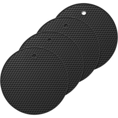 XVX Round Black Silicone Trivet, Non-slip And Heat Resistant Up To 250°c, Set Of 4 For Spoons, Glasses And Dishes XVX Round Black Silicone Trivet, Non-slip And Heat Resistant Up To 250°c, Set Of 4 For Spoons, Glasses And Dishes