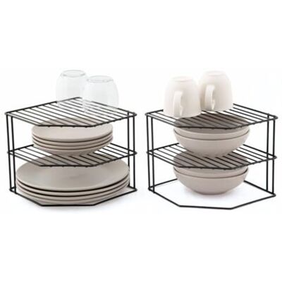 WQZW 3-tier Plate Rack – 2-piece Set Kitchen Cabinet Organizer – Black WQZW 3-tier Plate Rack – 2-piece Set Kitchen Cabinet Organizer – Black