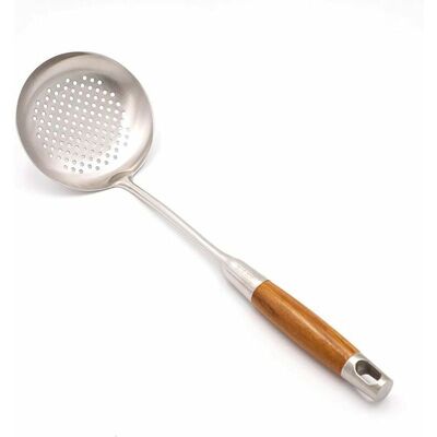 Rose - PinkOpen ladle for wok with wooden handle 304 stainless steel Rose - PinkOpen ladle for wok with wooden handle 304 stainless steel