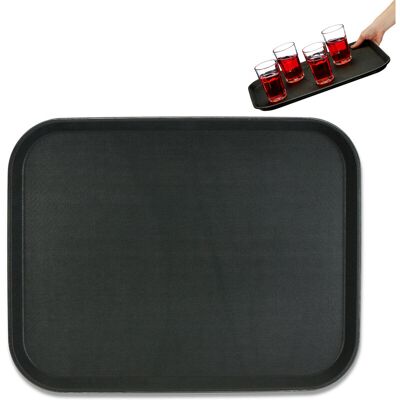 Relaxdays 2x Serving Trays, Rectangular, Drinks Plate, Non-Slip Rubber Surface, Waiter's Catering, WxD: 46x35 cm, Black Relaxdays 2x Serving Trays, Rectangular, Drinks Plate, Non-Slip Rubber Surface, Waiter's Catering, WxD: 46x35 cm, Black