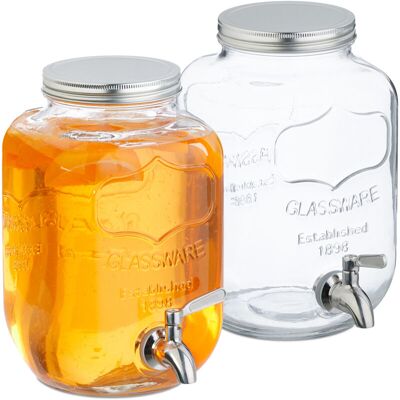 Relaxdays Set 2 Dispensers - 4L Glass Drink Dispensers Vintage Relaxdays Set 2 Dispensers - 4L Glass Drink Dispensers Vintage