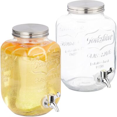 Relaxdays 2x Drink Dispenser - Vintage Glass Water Jug Set Relaxdays 2x Drink Dispenser - Vintage Glass Water Jug Set