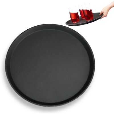 Relaxdays Gastro Tray, Non-Slip Surface, Elevated Rim, Serving Platter for Cafés, Bars, Restaurants, Ø 35 cm, Black Relaxdays Gastro Tray, Non-Slip Surface, Elevated Rim, Serving Platter for Cafés, Bars, Restaurants, Ø 35 cm, Black