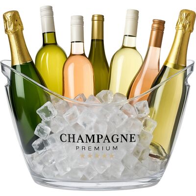 Relaxdays Ice Bucket, 8 Litres, Drinks Cooler with Handles, Bottle Chiller for Champagne & Wine, Plastic, Transparent Relaxdays Ice Bucket, 8 Litres, Drinks Cooler with Handles, Bottle Chiller for Champagne & Wine, Plastic, Transparent
